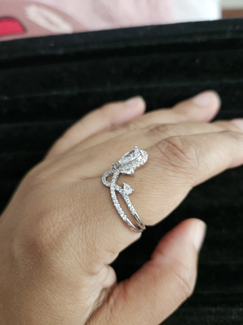 925S Clear Quartz Floral Halo Ring - White
